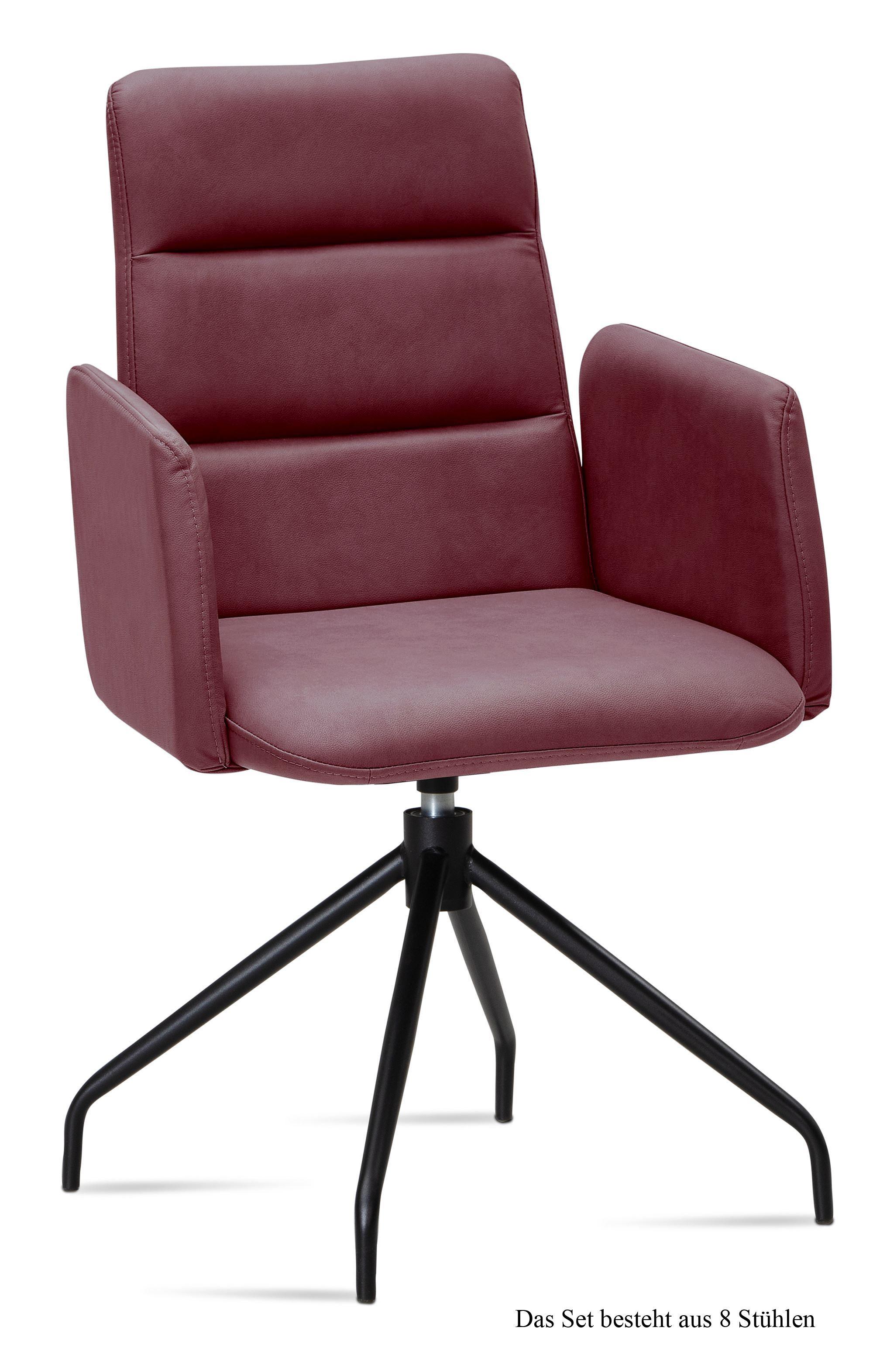ARMLEHNSTUHL drehbar (8er-Set) Domona 52x92x60 Schwarz/Marsala - Brombeere/Schwarz, Kunststoff (60/92/52cm) - 58aufmkessel