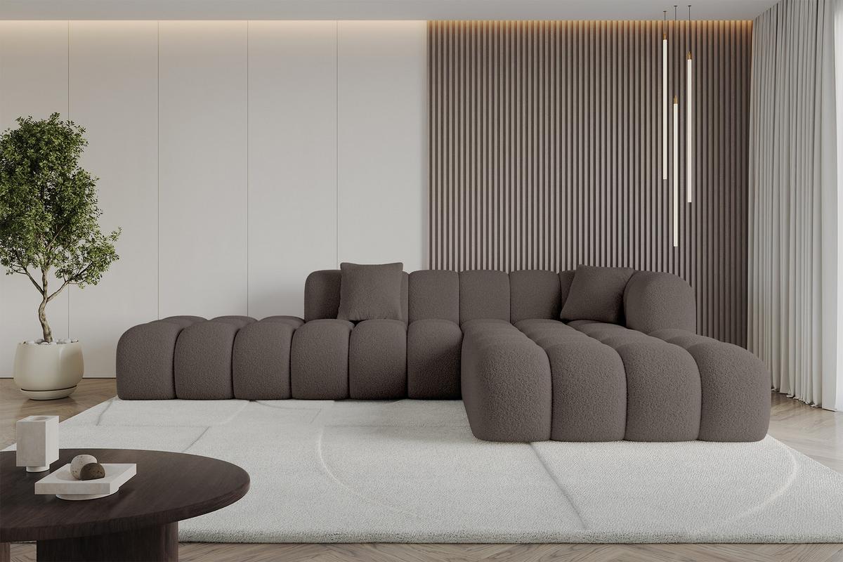 ECKSOFA Ottomane Rechts OLEA-L2 - 289x176x71 cm Braun - Dunkelbraun/Schwarz, Holzwerkstoff/Kunststoff (289/176cm)