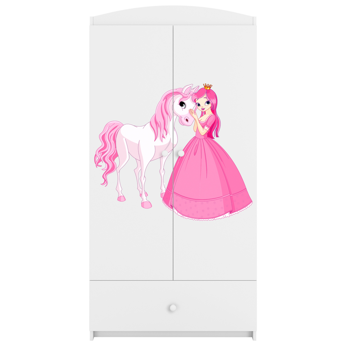 KINDERKLEIDERSCHRANK Prinzessin I - Weiß, Holzwerkstoff (90/175/52cm) - RAUMHIRSCH FURNITURE