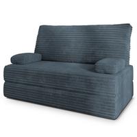 BETTSOFA LADIA aus Schaumstoff Kordstoff Grau Schlaffunktion - Blaugrau, Textil (140/86/60cm) - MASSENO