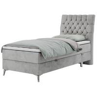 BOXBETT MILEN 90/200 Hellgrau Velvet - H3 - Rechts Seite - Hellgrau, Holz/Textil (90/200cm) - MKS