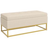 TRUHENBANK samtoptik, Stahl Beige - Beige, Textil (44/49/110cm) - HOMCOM