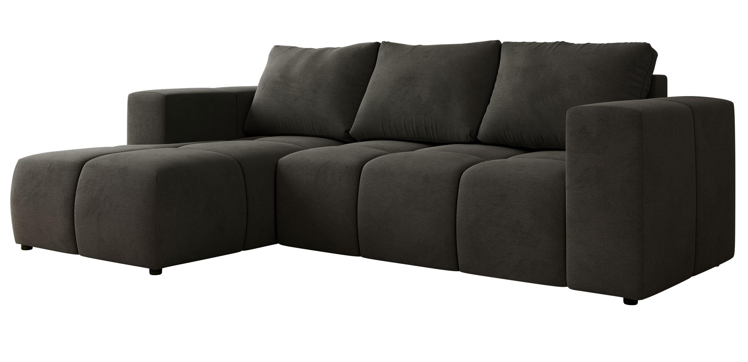 ECKSOFA MONIVA Dunkelgrau Velvet - Links - Dunkelgrau/Schwarz, Kunststoff/Textil (164/266cm) - MKS