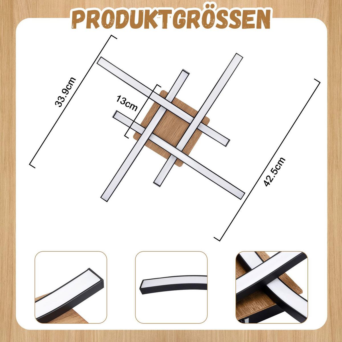 LED-DECKENLEUCHTE Fulton 42.5/42.5/7.3 cm - Schwarz, Metall (42.5/42.5/7.3cm) - Nettlife