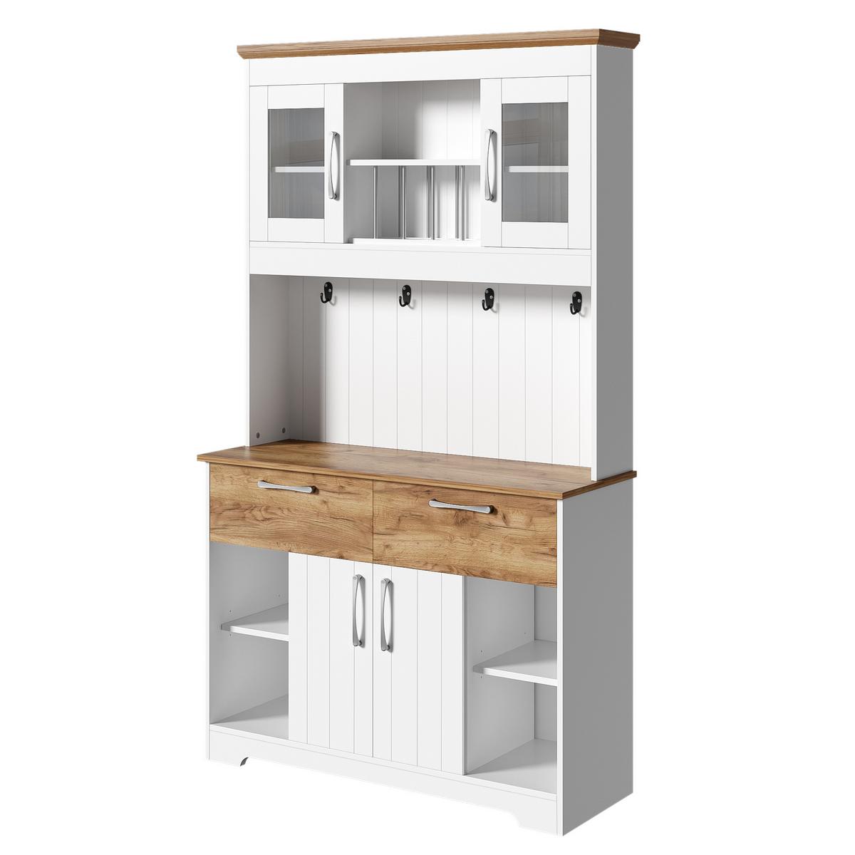 HIGHBOARD weiß und holzoptik, viel stauraum und mit vitrine fächern - Weiß, Holzwerkstoff (106/176.5/39cm) - Urban Meuble