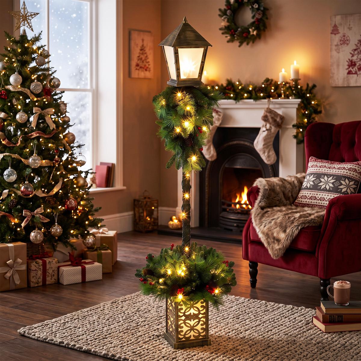 WEIHNACHTSLATERNE PVC Metall Kunststoff Grün - Grün, Kunststoff (43/43/150cm) - Outsunny