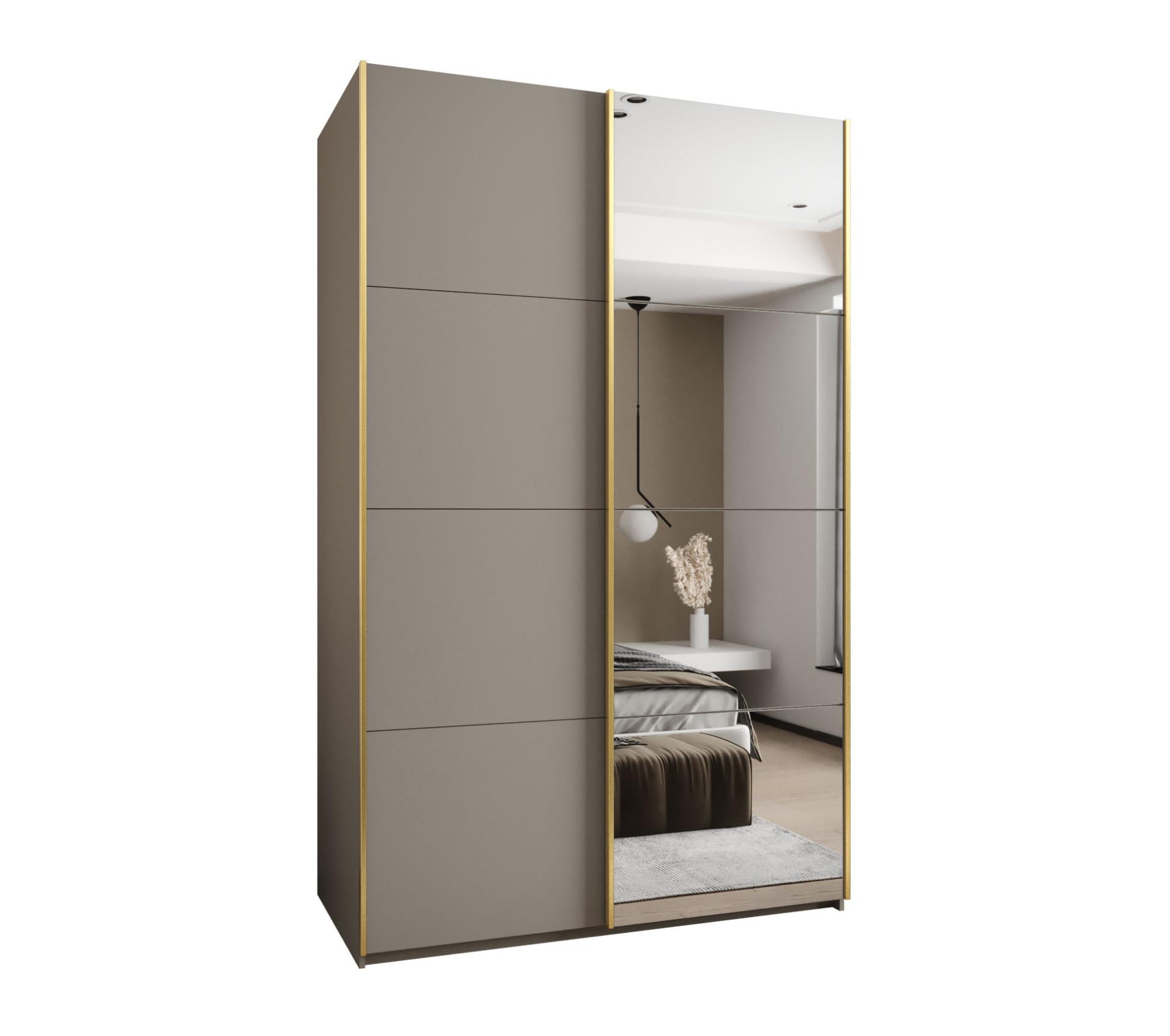 SCHWEBETÜRENSCHRANK 245,5/160/64 2-türig - Kaschmir/Goldfarben, Holz/Metall (160/245/64cm) - Abiks Möbel