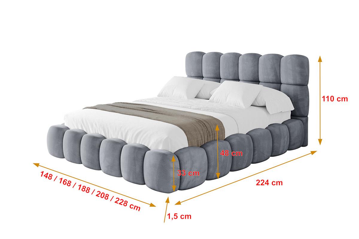 POLSTERBETT mit Bettkasten und Lattenrost, Boxbett ohne Matratze - LEYA 160x200 Grau - Grau, Holzwerkstoff/Textil (160/200cm) - ALTDECOR