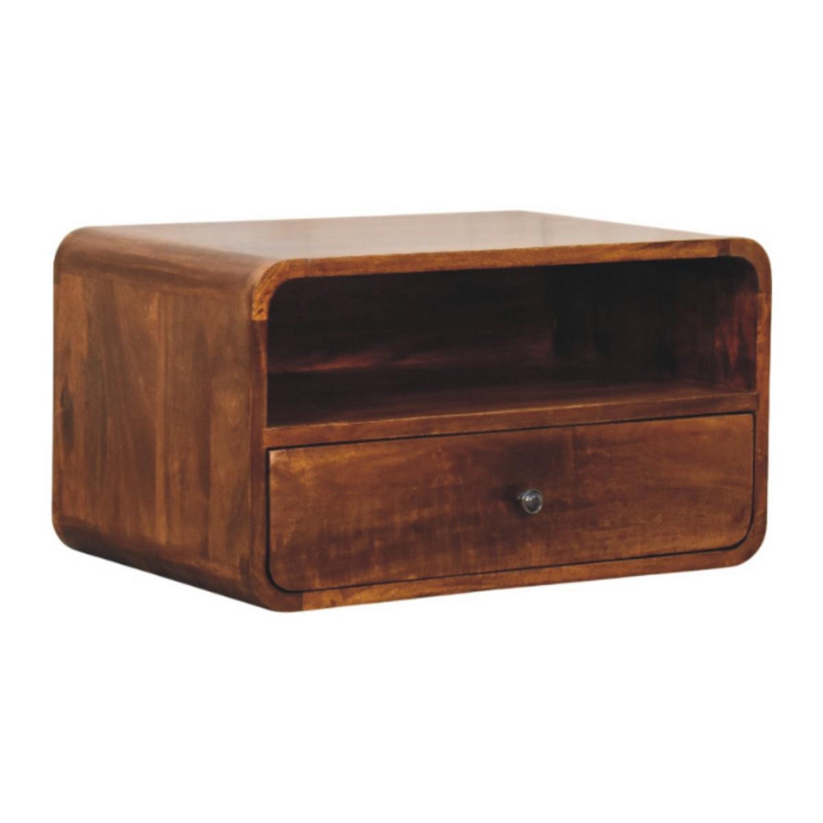 NACHTTISCH mit edlem Kastanien-Finish, 1 Schublade, 1 offene Ablage, braun. - Braun, Holz (55/30/35cm) - Artisan Furniture