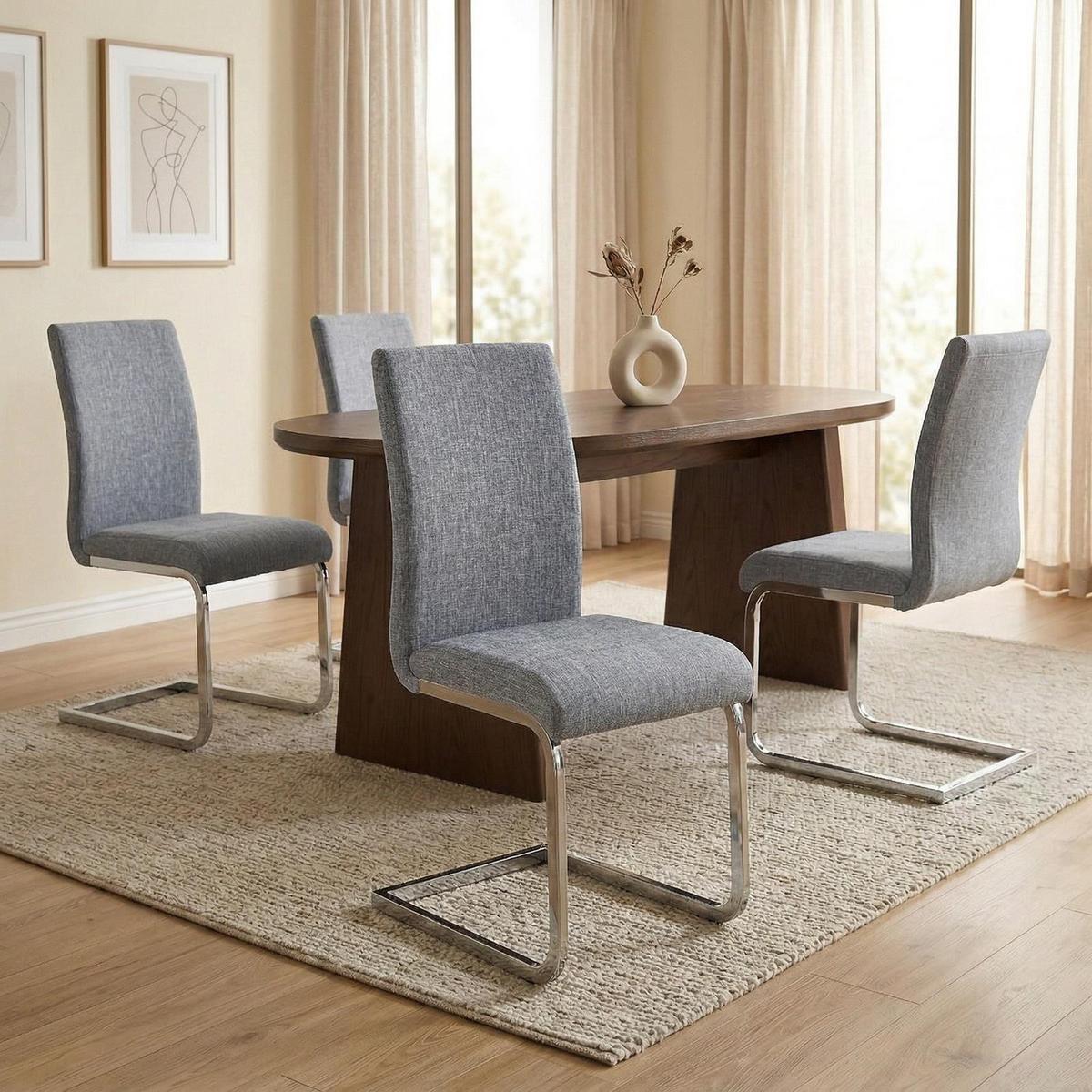 SCHWINGSTUHL LETICIA 4er-Set grau - Grau, Textil (42/96/57cm) - IDIMEX