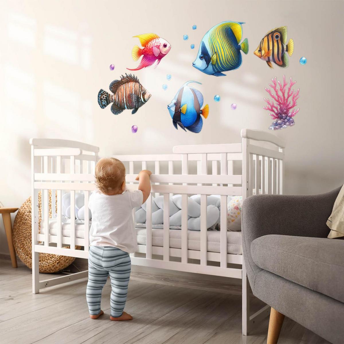 WANDAUFKLEBER 80x122cm - Unterwasserwelt der Fische - Multicolor, Kunststoff (80/122/0.1cm) - Wallfluent