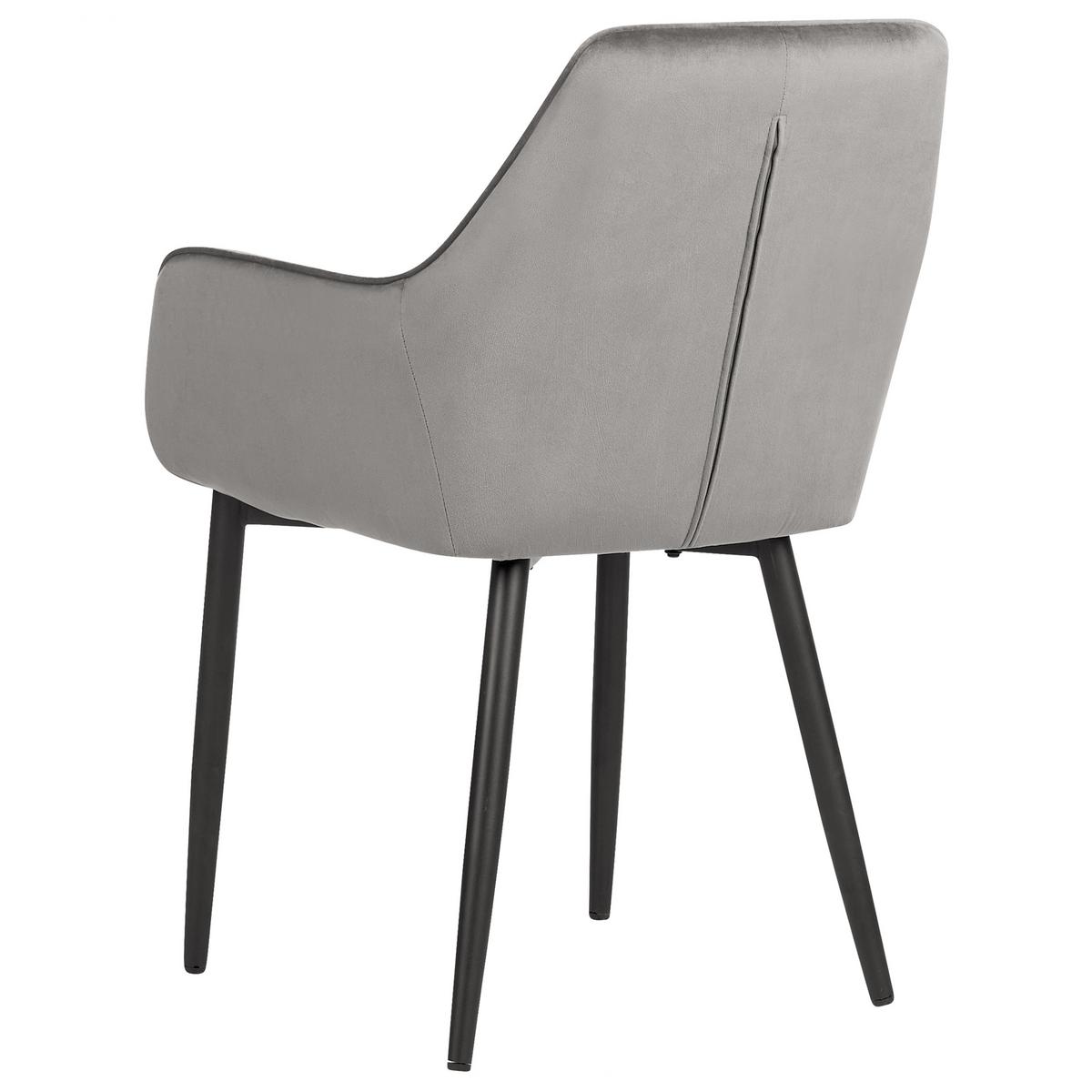 ESSZIMMERSTUHL 2er-Set Samtstoff dunkelgrau Wellston - Schwarz/Grau, Textil (60/84/61cm) - Beliani
