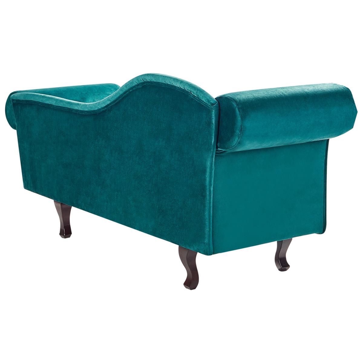CHAISELONGUE-LINKSSEITIGE Samtstoff Smaragdgrün mit Kissen Lattes Ii - Smaragdgrün/Braun, Textil (192/81/59cm) - Beliani