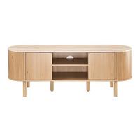 TV-MÖBEL 2 Türen mit Travertin-Dekorplatte B140 cm - HELIOS - Eschefarben, Holzwerkstoff (40/52/47.5cm) - Calicosy