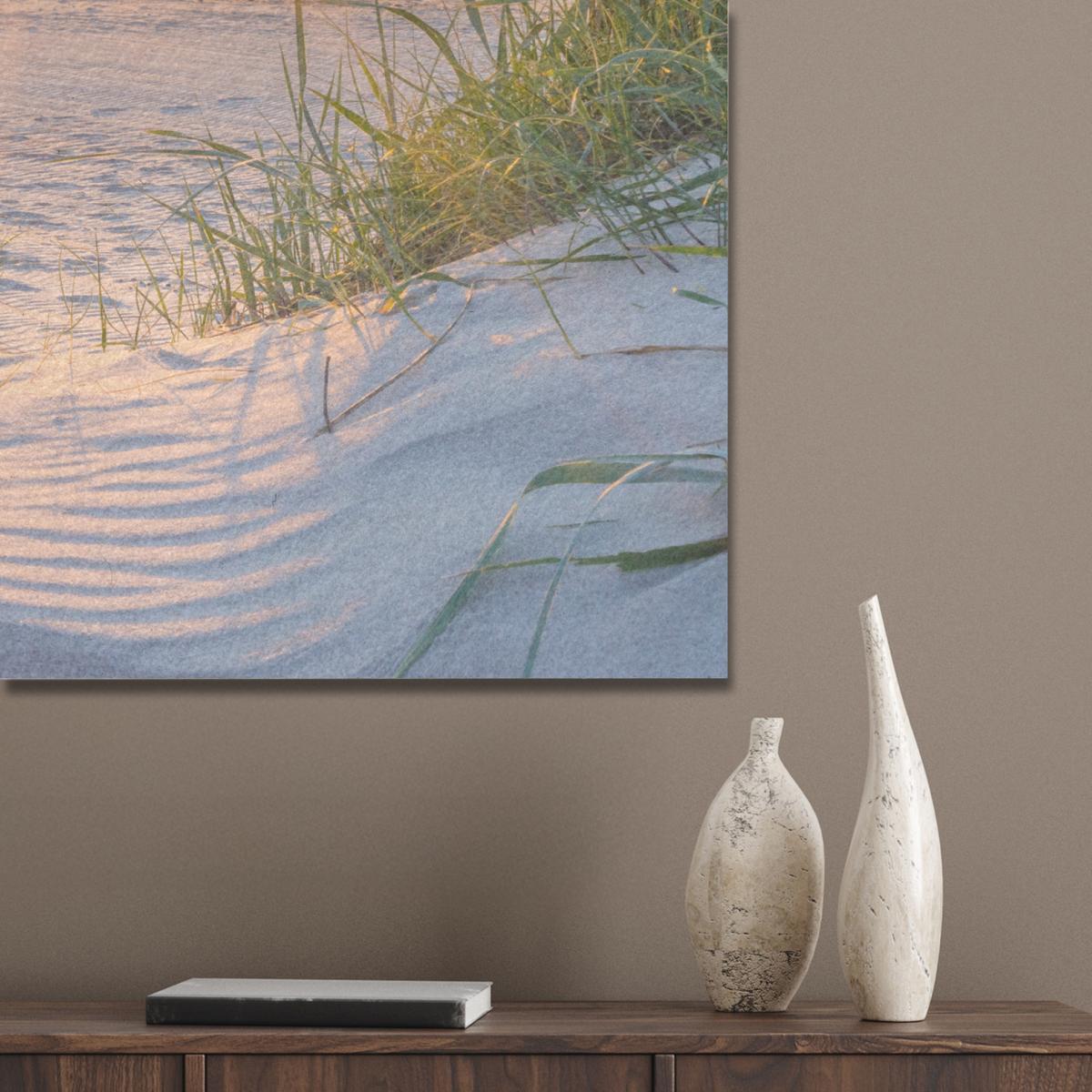 AKUSTIKBILD Strand - Sonne - Düne - Gras - Sand - Horizont Akustikpaneele 80x80 cm - Hellblau, Kunststoff (80/80/0.9cm) - MuchoWow