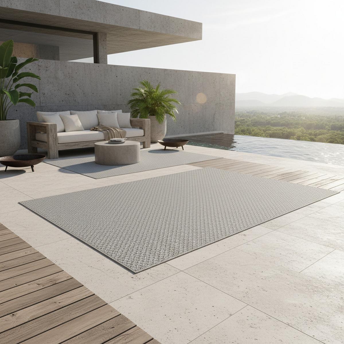 TEPPICH Outdoor LERMOOS in Grau, einfarbig, 120 x 170 cm - Grau, Textil (170/120cm) - KADIMA DESIGN