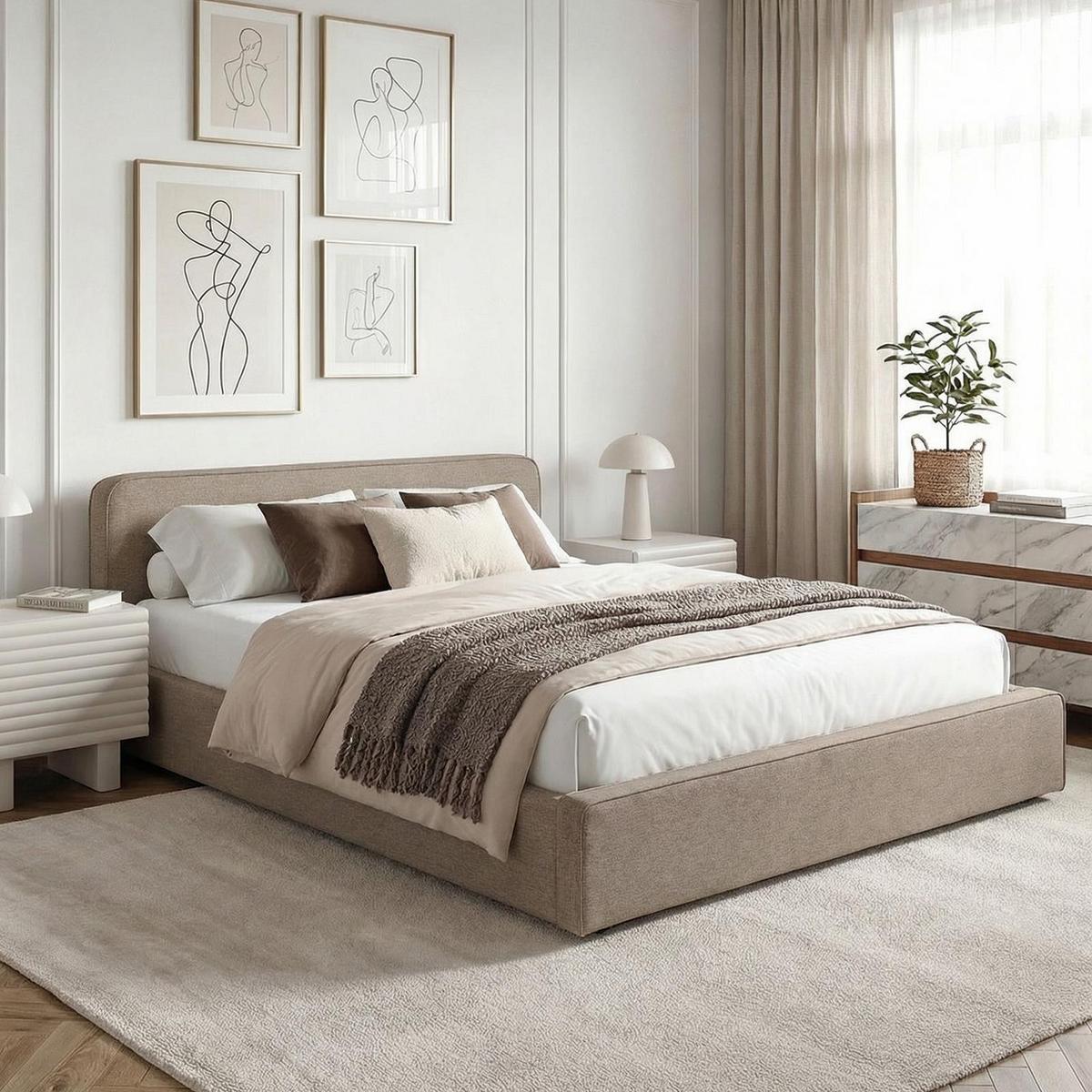 POLSTERBETT MARINI 140X200 CM - Greige, Textil (140/200cm) - IDIMEX