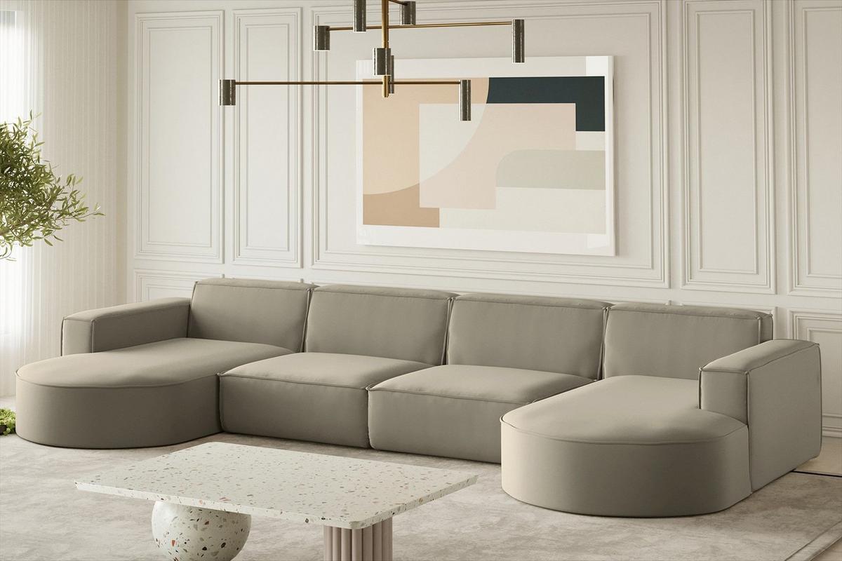 WOHNLANDSCHAFT Palma Xl In Opera - Perlmutt, Holzwerkstoff/Textil (382/78/165cm) - Fun Möbel