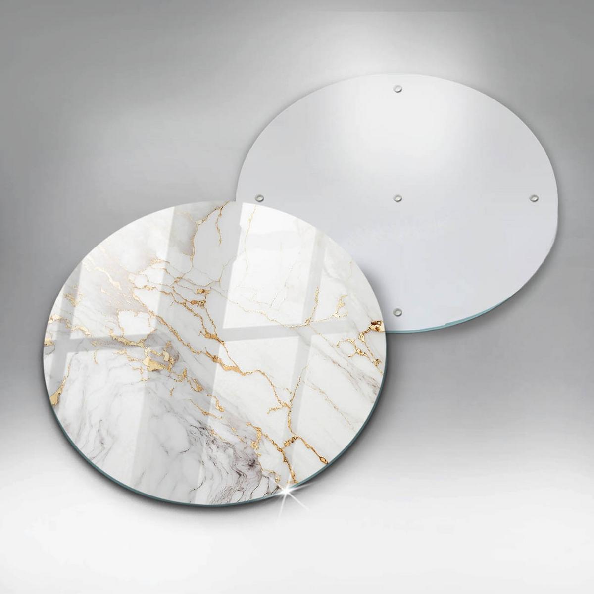 GLASPLATTE Ø 40 cm Heller Marmor mit Goldakzenten - Magnolie, Glas (40/40cm) - Wallfluent