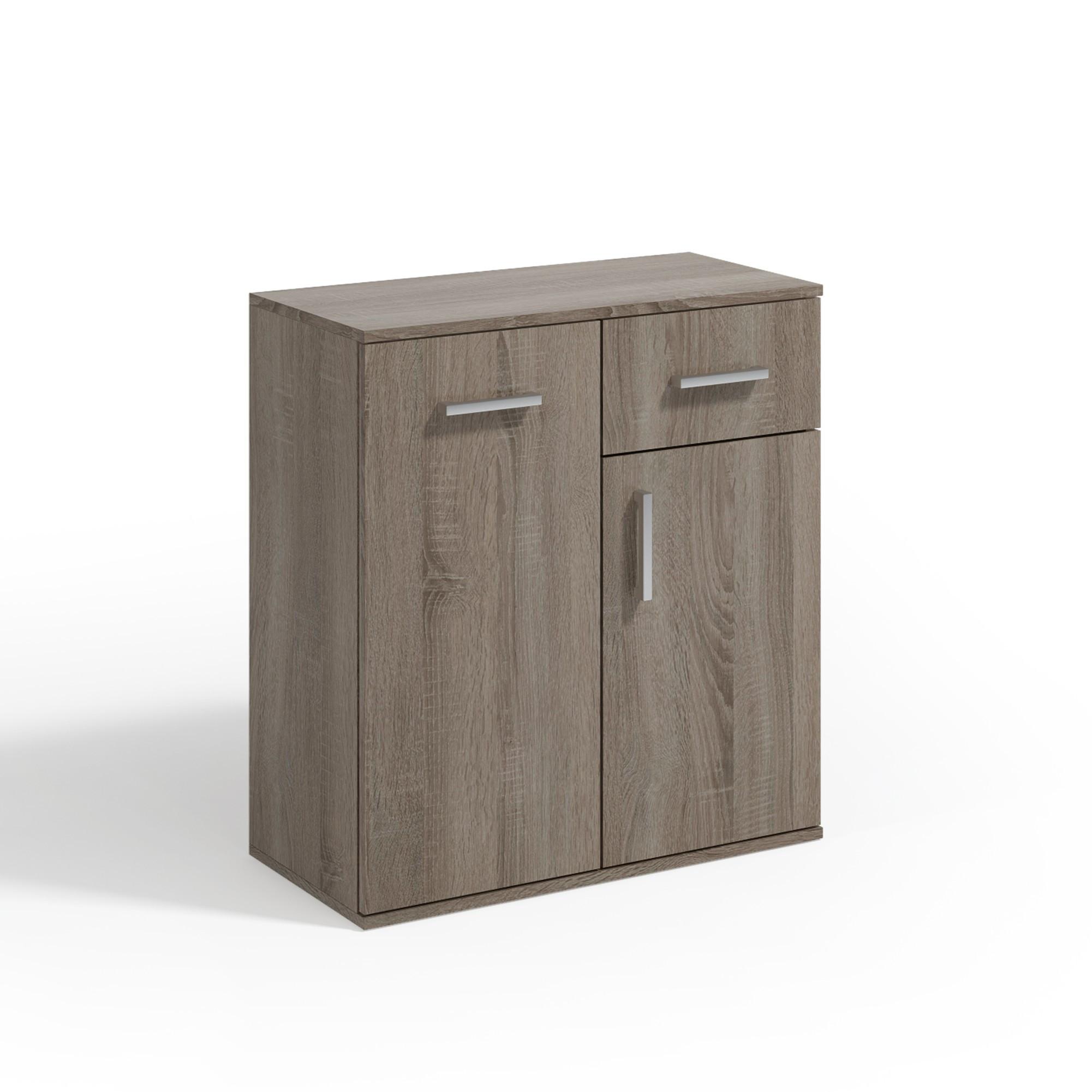 KOMMODE GIACOMO I 75/85/33 cm mit 1 Schubladen 2 Türen Trüffeleichefarben - Trüffeleichefarben, Holzwerkstoff (75/85/33cm) - MASSENO