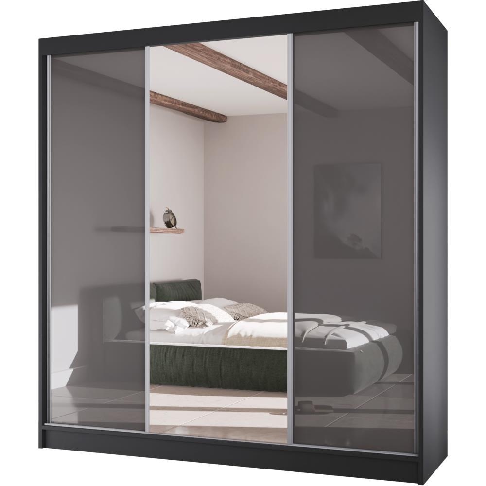 SCHWEBETÜRENSCHRANK Velis II 200/61/215 schwarz+graphit - Schwarz/Graphitfarben, Holzwerkstoff (200/215/61cm) - Beautysofa