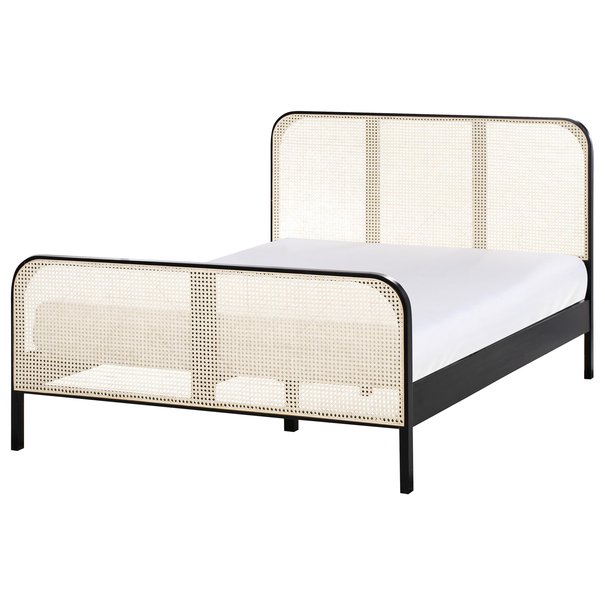 BETT mit Lattenrost 140/200 cm Hellbraun Gonfaron - Hellbraun/Schwarz, Holz (140/200cm) - Beliani