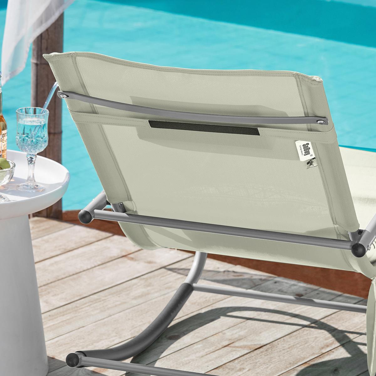SONNENLIEGE 2 Personen, Gartenliege bis 150kg, Beige - Beige, Metall (63/87/150cm) - SoBuy