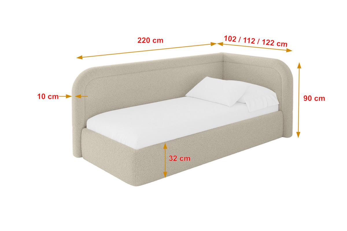 EINZELLBETT Jugendbett mit Bettkasten, Links - JOVY 90x200 Dunkelbeige - Cappuccino, Holzwerkstoff/Textil (90/200cm) - ALTDECOR
