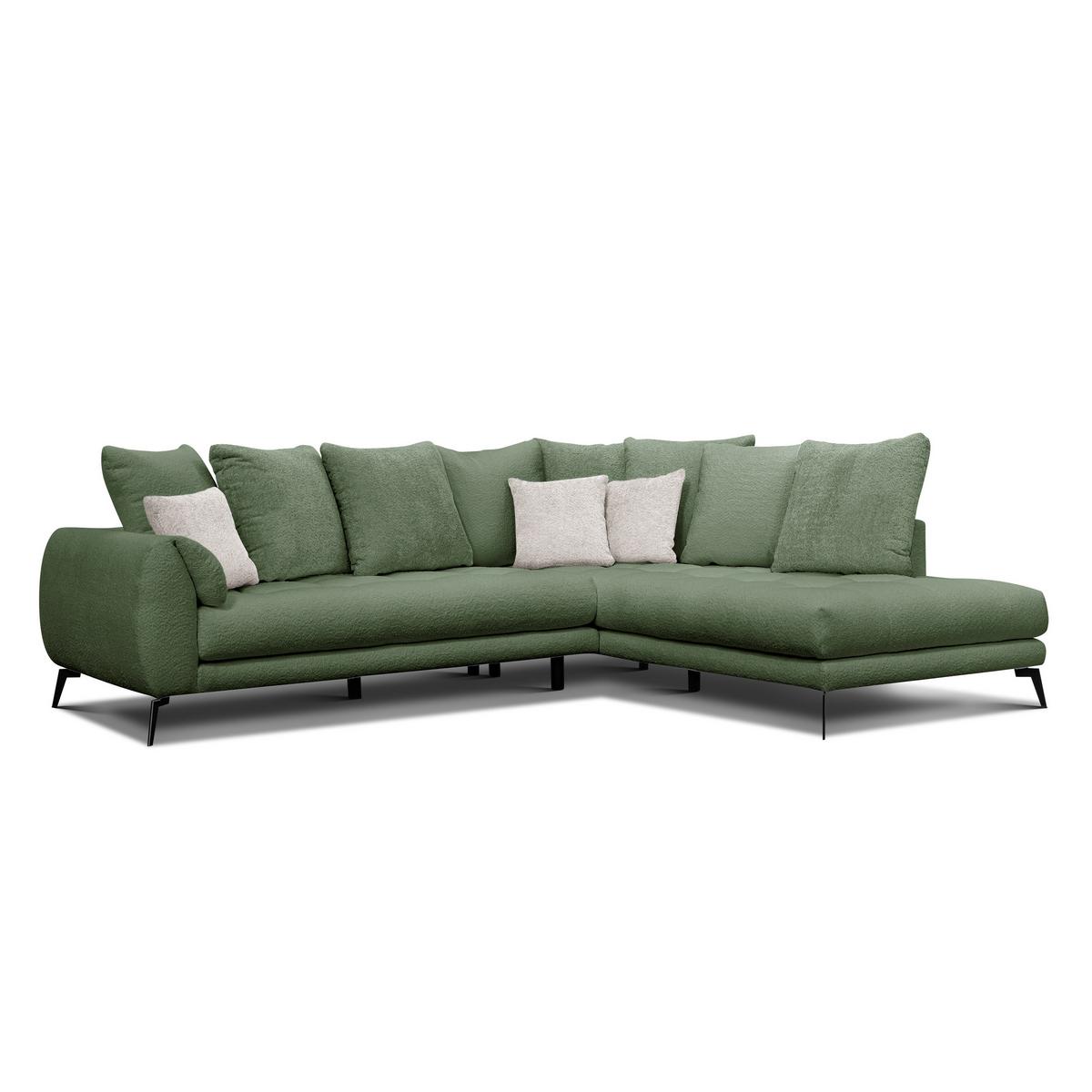 ECKSOFA CALME 5-Sitzer, olive - Schwarz/Olivgrün, Holz/Textil (294/229cm) - Wozimo