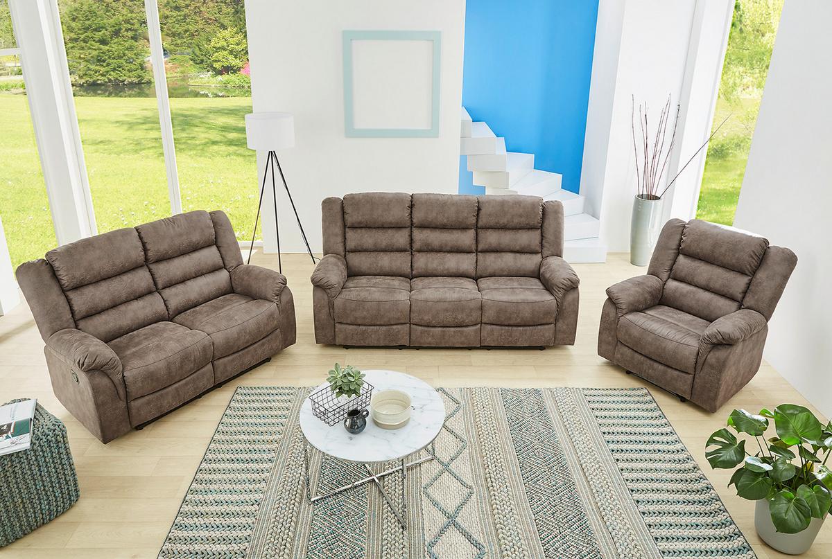 RELAX-FERNSEHSESSEL Federkern, Liegefunktion verstellbar durch halbautomatische Relaxfunktion B95/T93/H103 cm, Mikrofaser Vintage Graubraun / 15132 - Graubraun/Schwarz, Textil (95/103/93cm) - luma-home