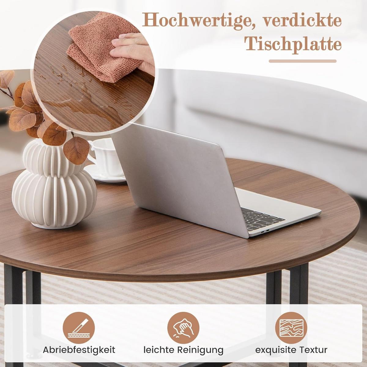 BEISTELLTISCH Braun(3-teilig) - Braun, Holzwerkstoff (80/80/42cm) - COSTWAY