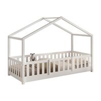 HAUSBETT Kapua 90x200 mit Rausfallschutz Kiefer Massivholz weiß - Weiß, Holz (90/200cm) - 58aufmkessel