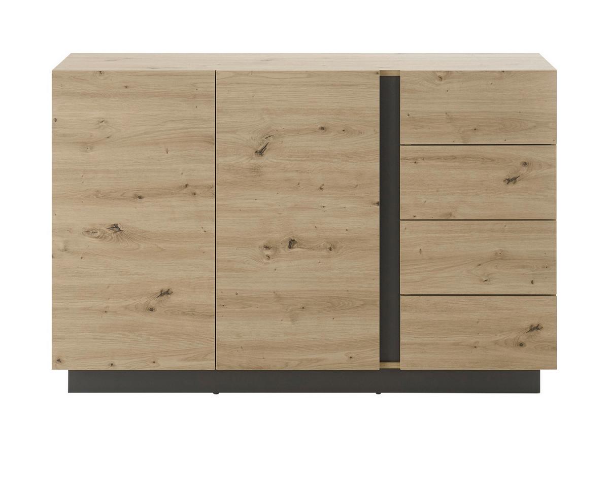 SIDEBOARD Eiche Artisan, Graphit grau 138 cm, Kommode mit Schubladen - Eiche Artisan/Grau, Holz/Holzwerkstoff (138/91/40cm) - Furn.Design