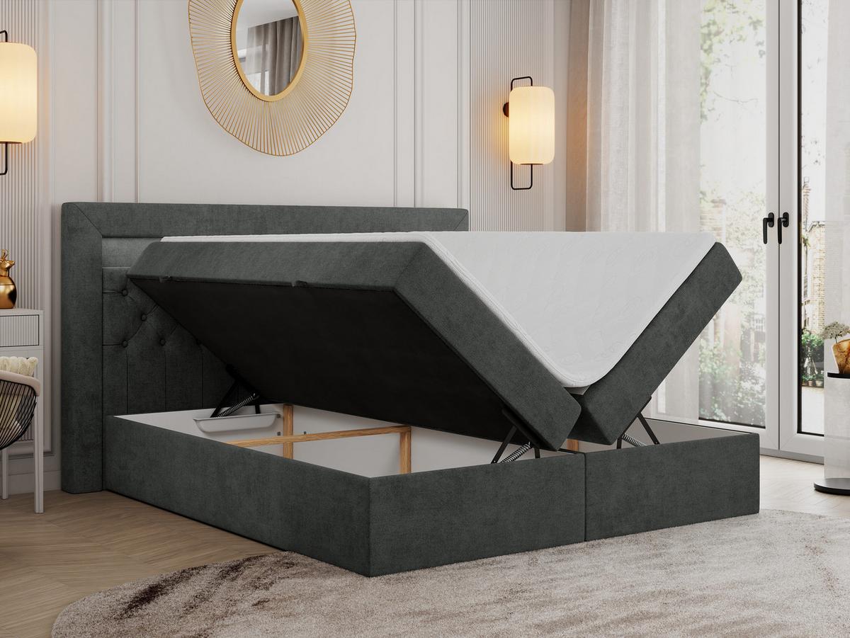 BOXBETT GOLD-6 LED 180/200 Dunkelgrau Struktur - H4 - Dunkelgrau, Holz/Textil (180/200cm) - MKS