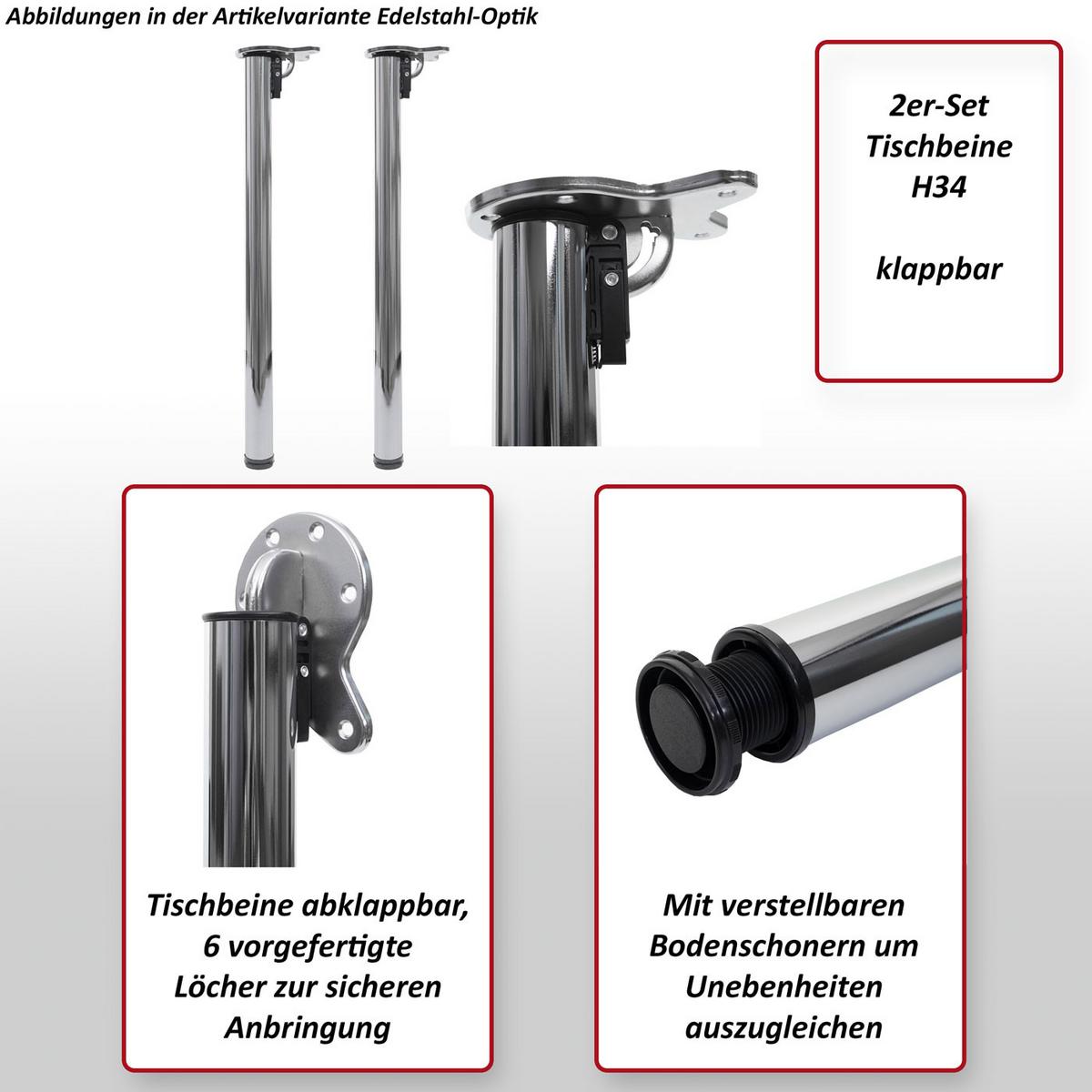 TISCHBEIN rund Silber 2er-Set - Silberfarben, Metall (5/72/14cm) - MCW