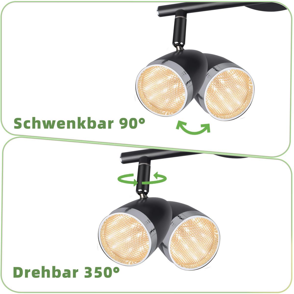 DECKENSTRAHLER Flacker 15.5/5.6/25 cm - Grau, Kunststoff (25/15.5/5.6cm) - ZMH