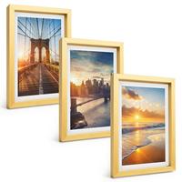 BILDER SET 3er Set - 20x30 cm Goldrahmen - Brücken, Sonnenuntergänge, Stadt - Goldfarben, Kunststoff (20/30cm) - TULUP