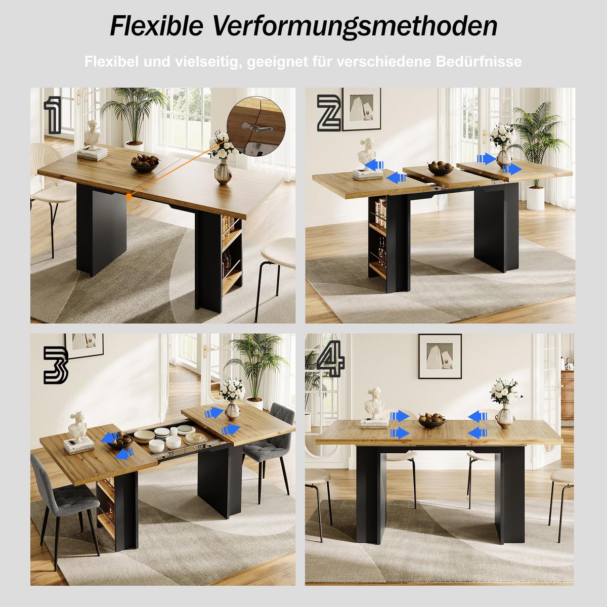 ESSTISCH ausziehbar (120-160 cm) in holzoptik anthrazit - Naturfarben, Holzwerkstoff (80/160/75cm) - Urban Meuble