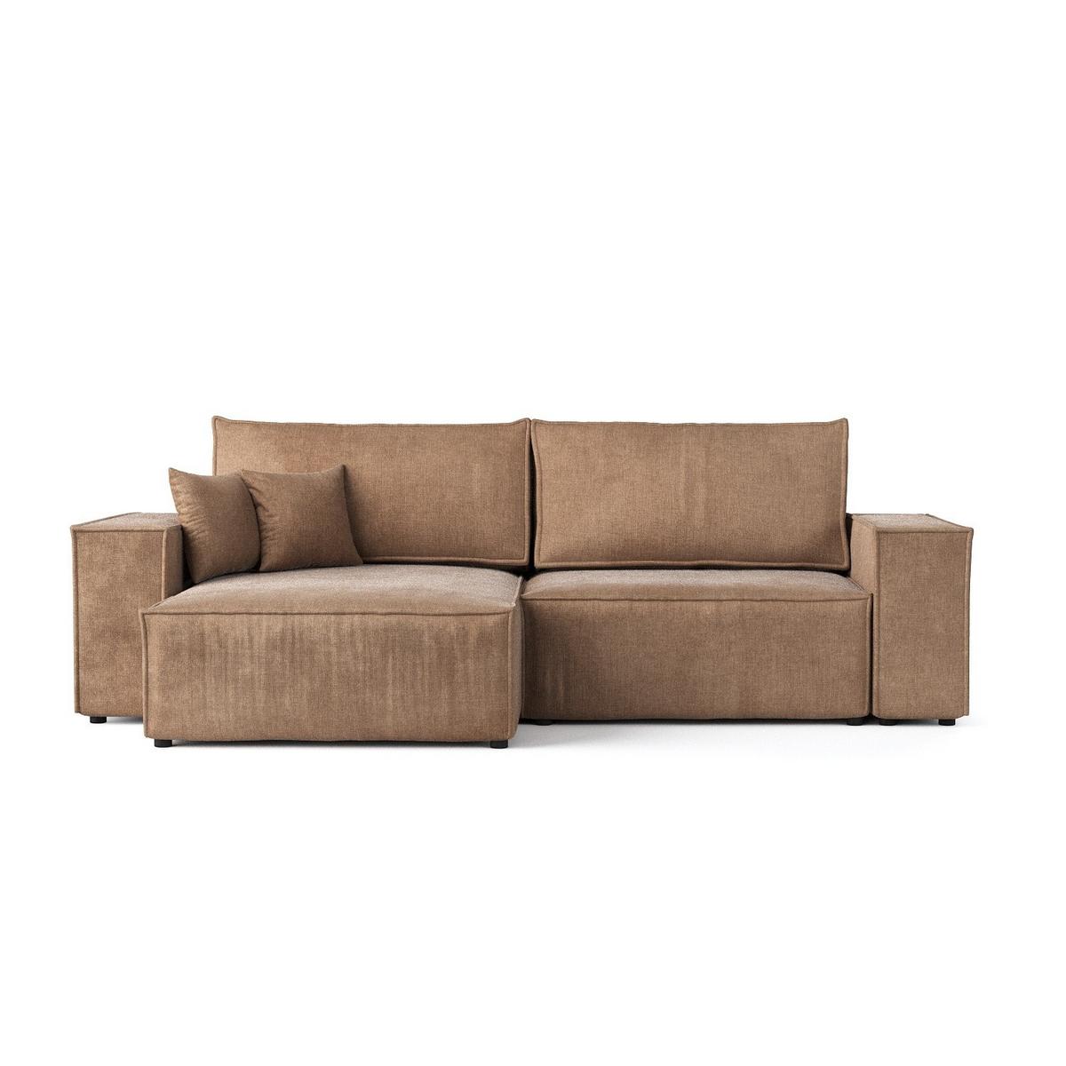 ECKSOFA CAVO mit Schlaffunktion Braun im Wind Stoff - Schwarz/Braun, Holz/Holzwerkstoff (255/148cm) - AltaBeds