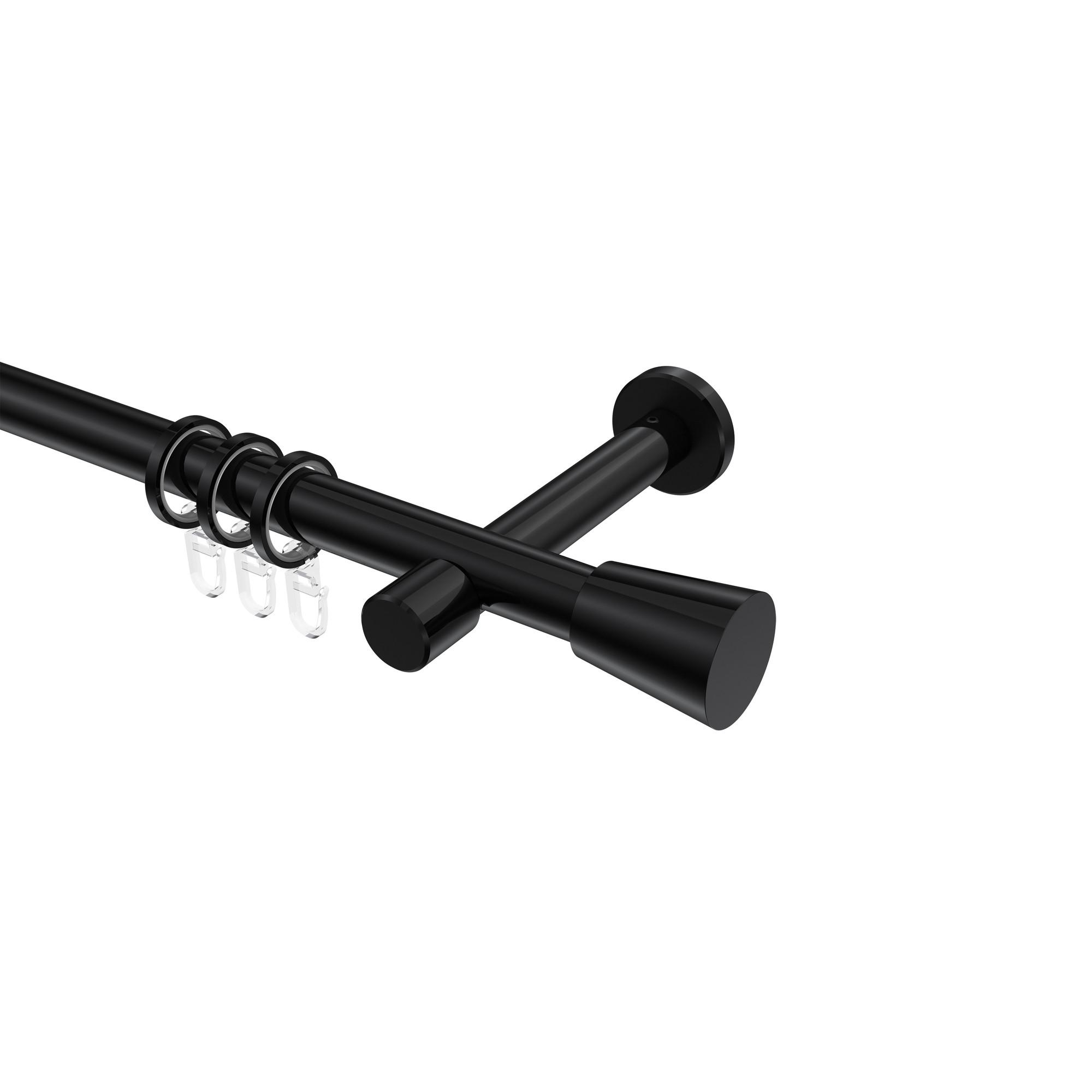 GARDINENSTANGE Prestige Sitra 400 cm (geteilt in 2 x 200 cm), 1-läufig, 20 mm Ø Schwarz - Schwarz, Metall (400cm) - INTERDECO