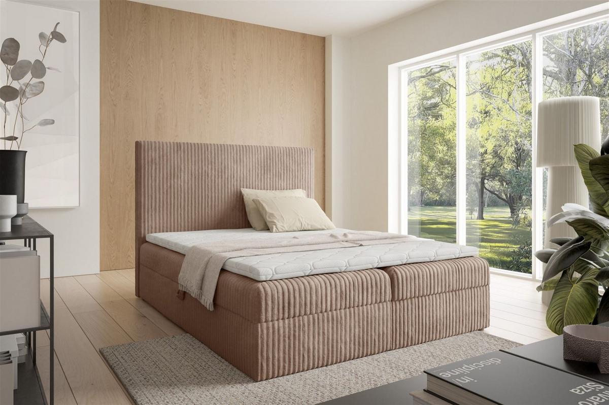 BOXBETT Arnau Premium - Braun, Holzwerkstoff/Textil (200/200cm) - Fun Möbel