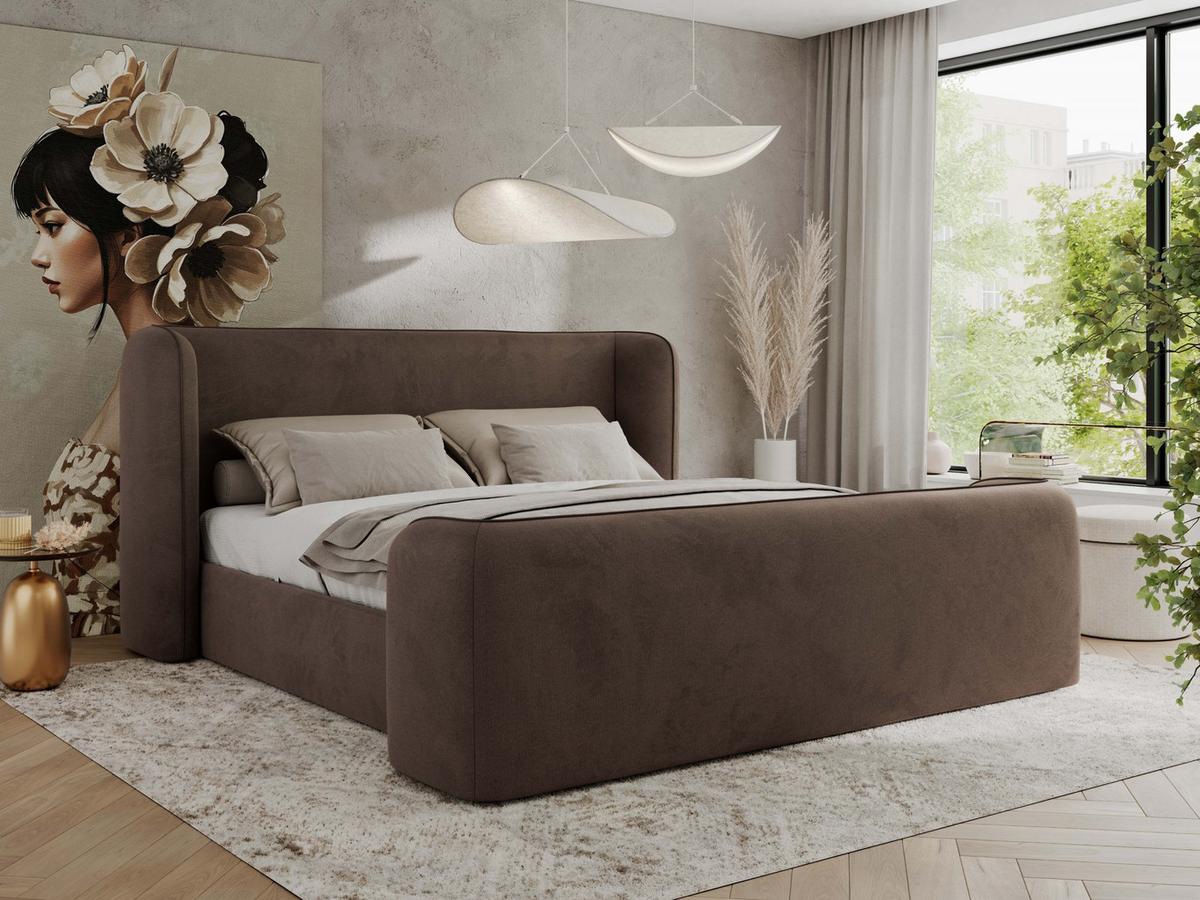 POLSTERBETT EMORA CLASSIC DUO 140/200 - Braun Velvet - Pocket-Matratze - Braun, Textil (140/200cm) - MKS