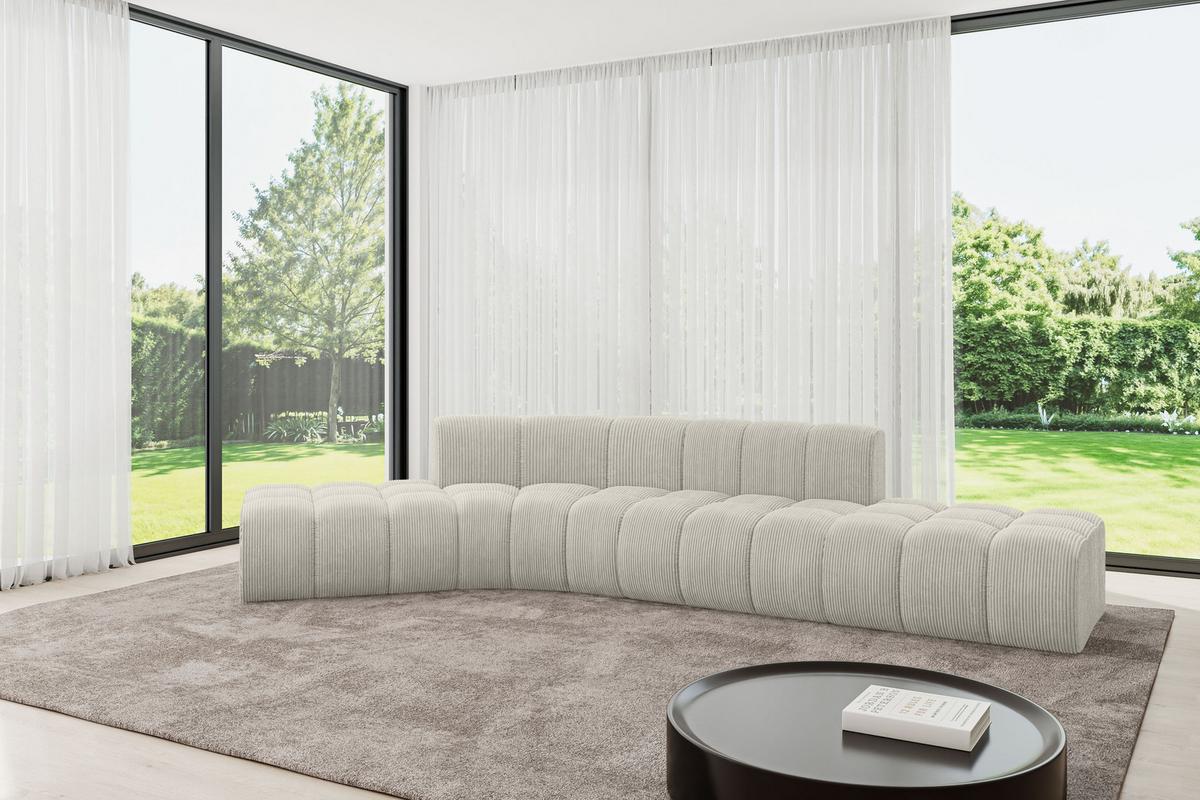 ECKSOFA modulares Sofa Solven-L1 - 380x174x70 cm Creme - Hellgrau/Creme, Holzwerkstoff/Textil (380/174cm) - ALTDECOR