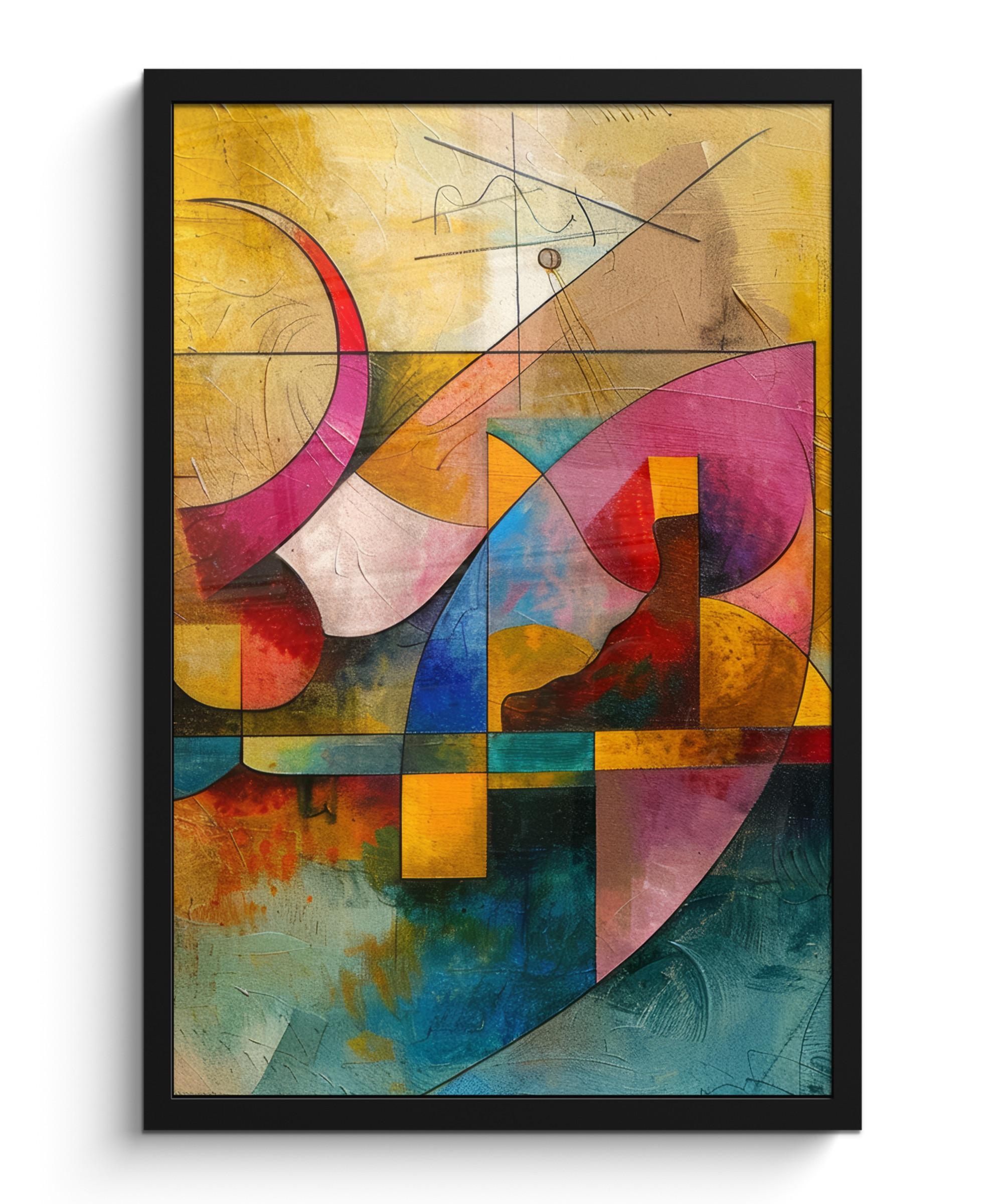 POSTER MIT RAHMENGERAHMTES BILD Kunst - Abstrakt - Modern Bilder mit Rahmen 40x60 cm - Gelb, Papier (40/60cm) - MuchoWow