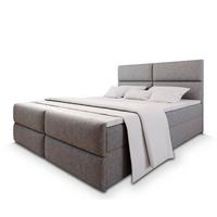 BOXBETT MULEN 200x200 cm mit Matratze und Topper, H2+H3 - Hellgrau - Hellgrau, Holz (200/200cm) - MASSENO