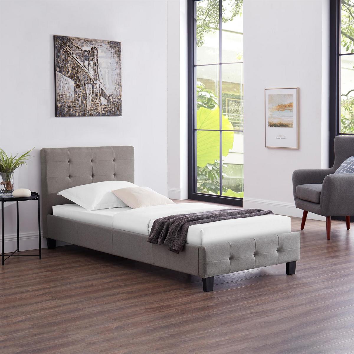 POLSTERBETT OHIO 90x200 cm grau - Grau, Textil (90/200cm) - CARO-Möbel