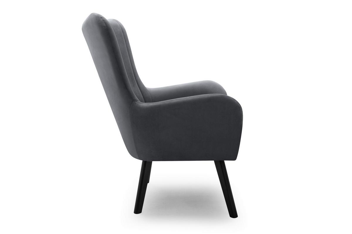 SESSEL DINA, Klassisch Loungesessel ergonomisch, Velours-Stoff Grau - Grau, Holz/Holzwerkstoff (76/100/78cm) - MASSENO
