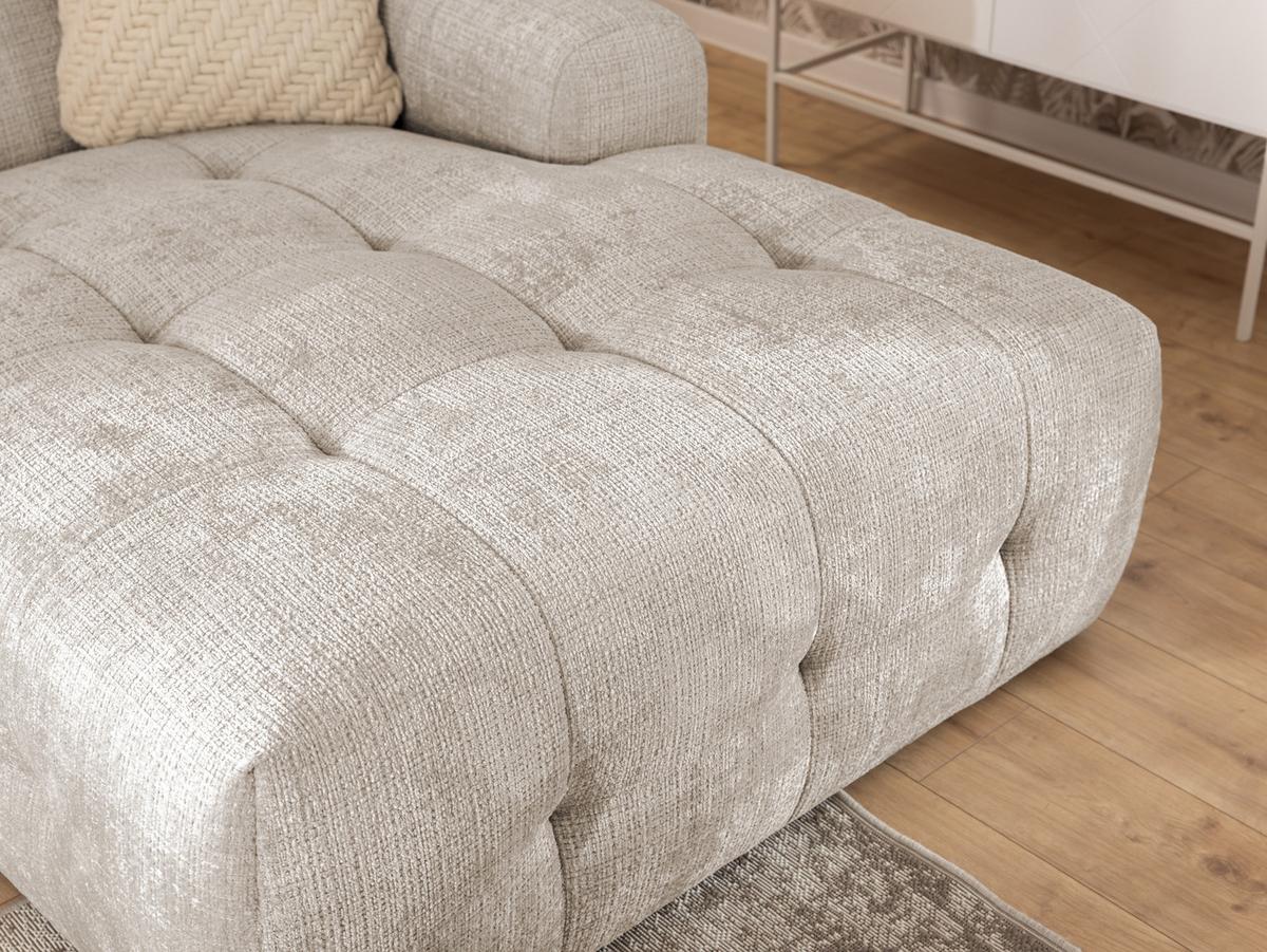 ECKSOFA mit Ottomane rechts, raffinierten Steppungen, Wellenunterfederung, B234/T161/H79 cm, Chenille-Bezug in Sandgrau / 21037 - Sandfarben/Greige, Kunststoff/Textil (234/79/161cm) - luma-home