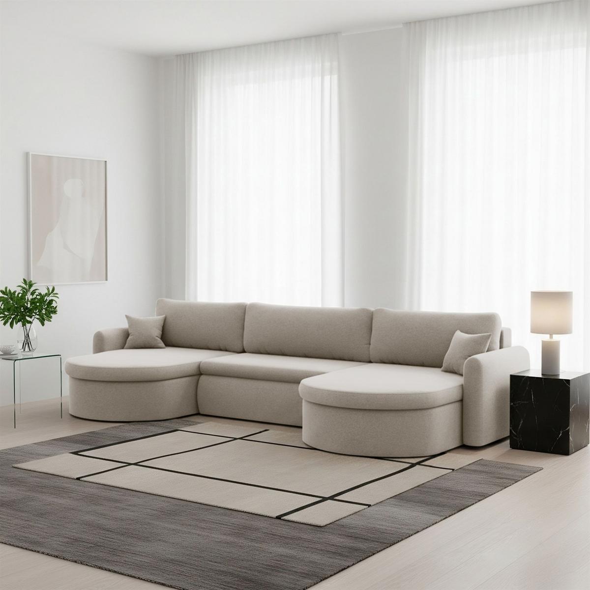 WOHNLANDSCHAFT Feliz In Faro - Beige, Holzwerkstoff/Textil (350/83/160cm) - Fun Möbel