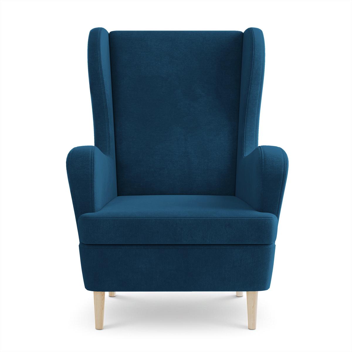 SESSEL VOGERA, Ohrensessel Polstersessel, Blau - Blau, Holz/Holzwerkstoff (78/103/85cm) - MASSENO